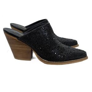 NEW A Rider Girl Black Rhinestone Studded Wedges / Clog Heels - Size 7.5 Womens